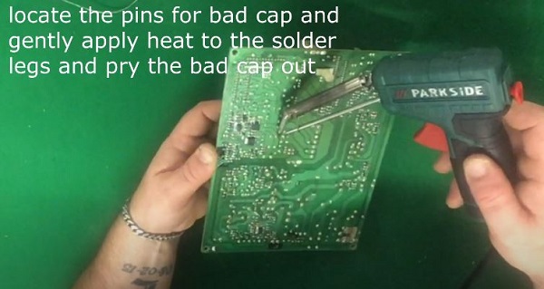 remove damaged capacitors from lgtv